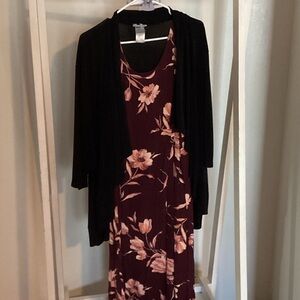 ❤️R&K Black and Pink Floral Maxi Dress Set